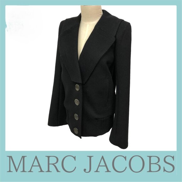 MARC JACOBS Women's Black Wool Bomber/Jacket Size 4 NEW WITH TAGS - Picture 2 of 13